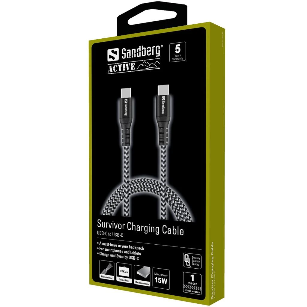 Sandberg Survivor USB-C kabelis 1M, 100W