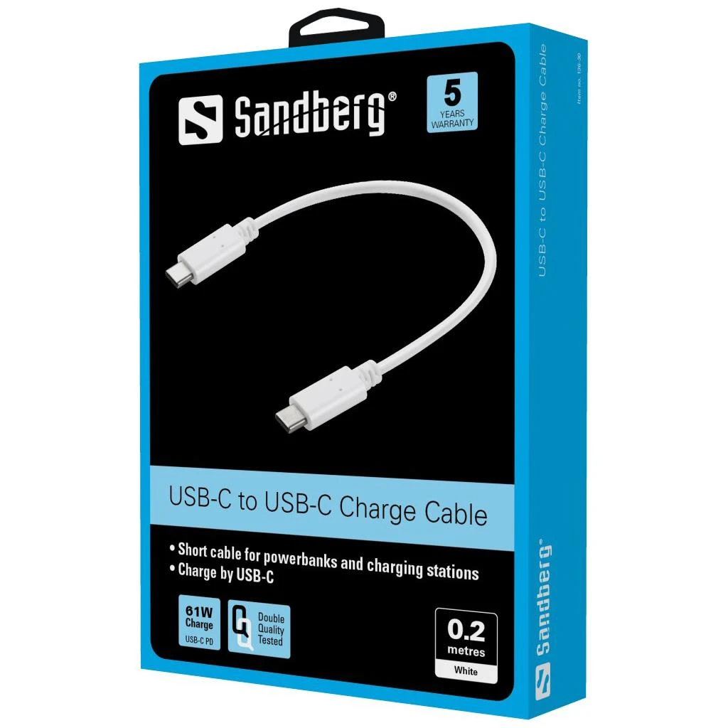 Sandberg USB-C įkrovimo laidas 0,2 m, 65 W