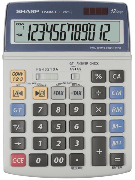 Sharp EL2125C skaičiuotuvas Desktopas Finansų skaičiuotuvas Juoda, Mėlyna, Pilka