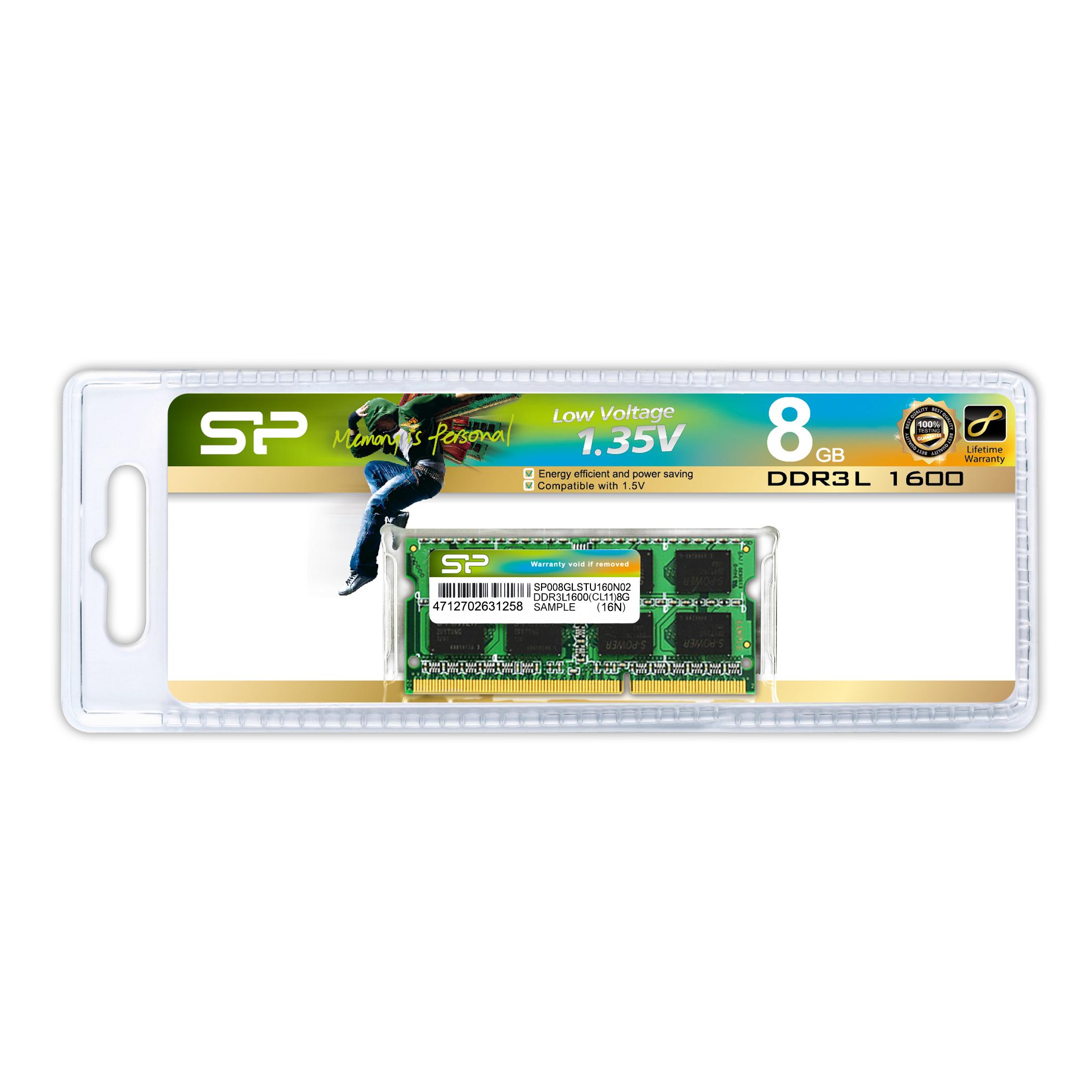 Nešiojamo kompiuterio atmintis Silicon Power DDR3 8GB 1600MHz CL11 SO-DIMM 1.35V Low Voltage