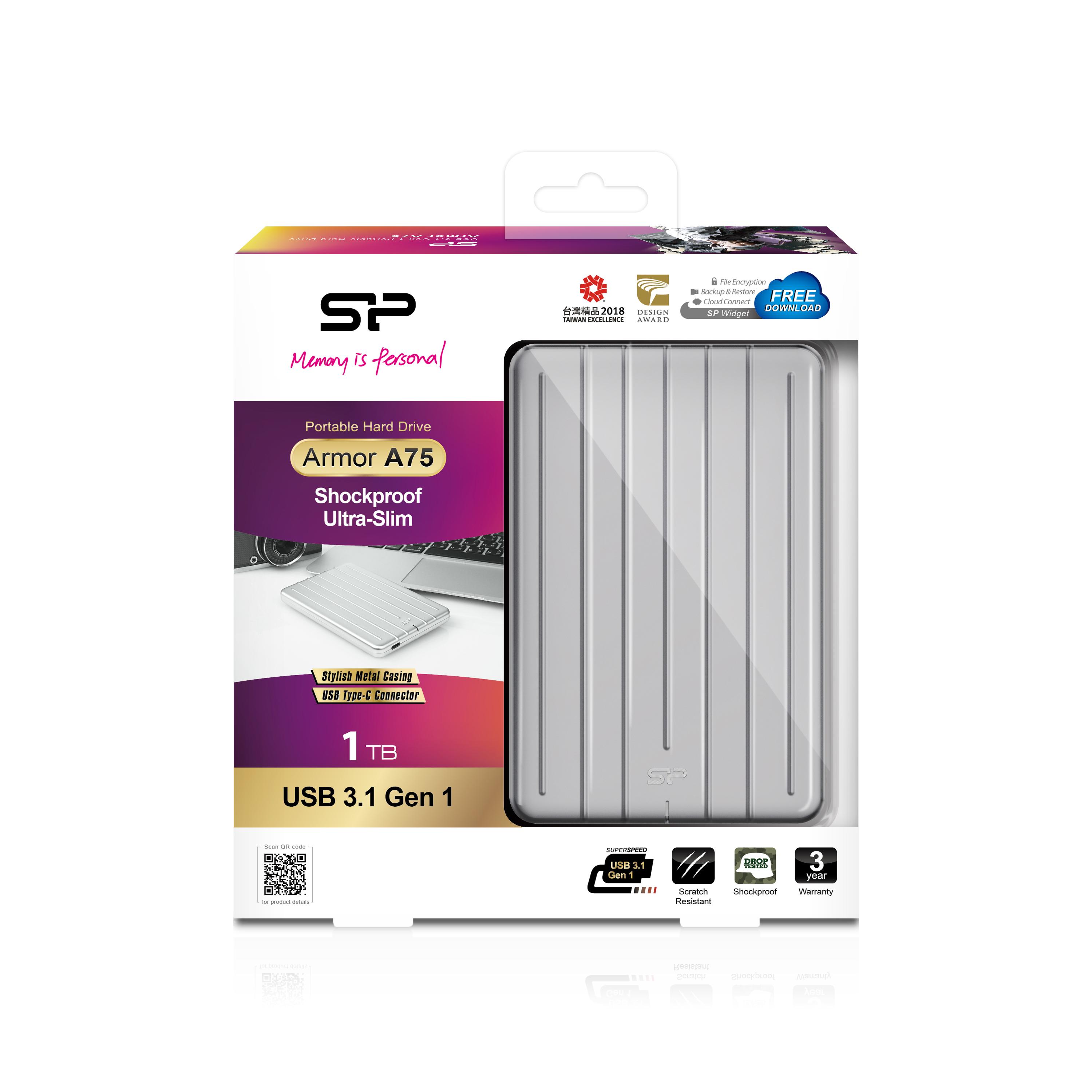 Silicon Power Armor A75 išorinis kietasis diskas 1000 GB Sidabras