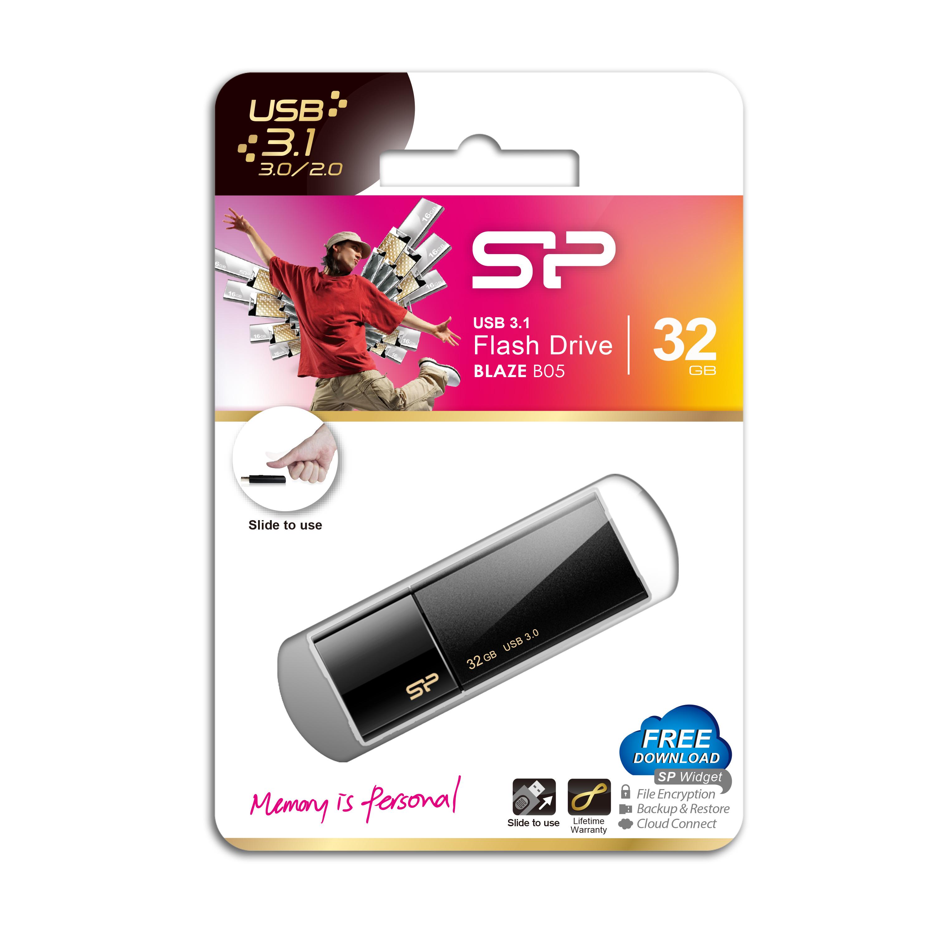 SILIKONIO MAITINIMO KOMPIUTERIS & COMMUNICAT SILICONPOW SP032GBUF3B05V1K Silicon Power atmintis USB Blaze B05 32GB USB 3.0 Juodas