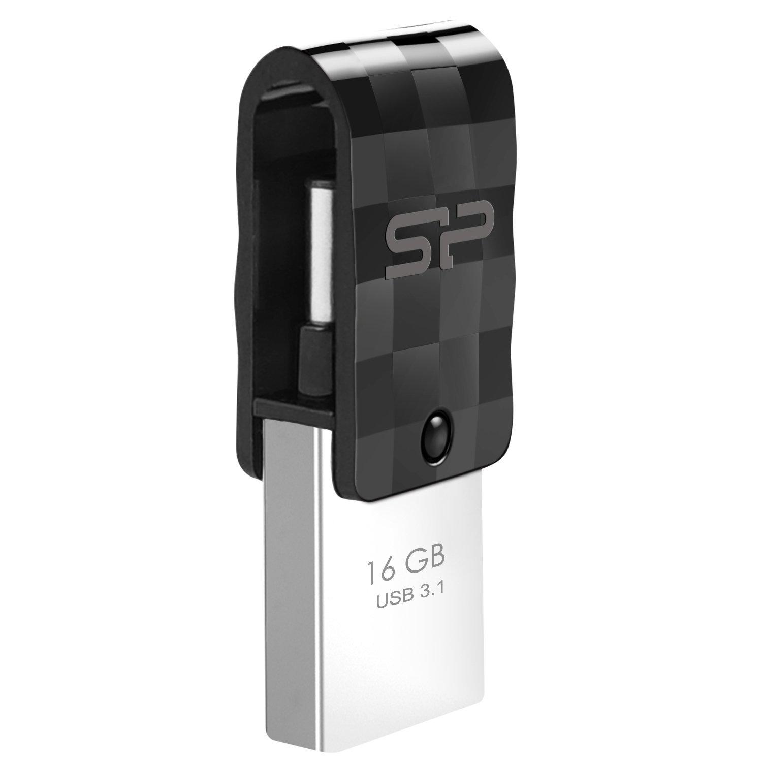 Silicon Power USB 3.2 Flash Drive Mobile C31 16 GB, USB Type-C/USB 3.2 Gen 1, Juodas