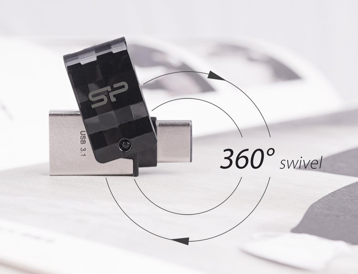 Silicon Power USB 3.2 Flash Drive Mobile C31 16 GB, USB Type-C/USB 3.2 Gen 1, Juodas