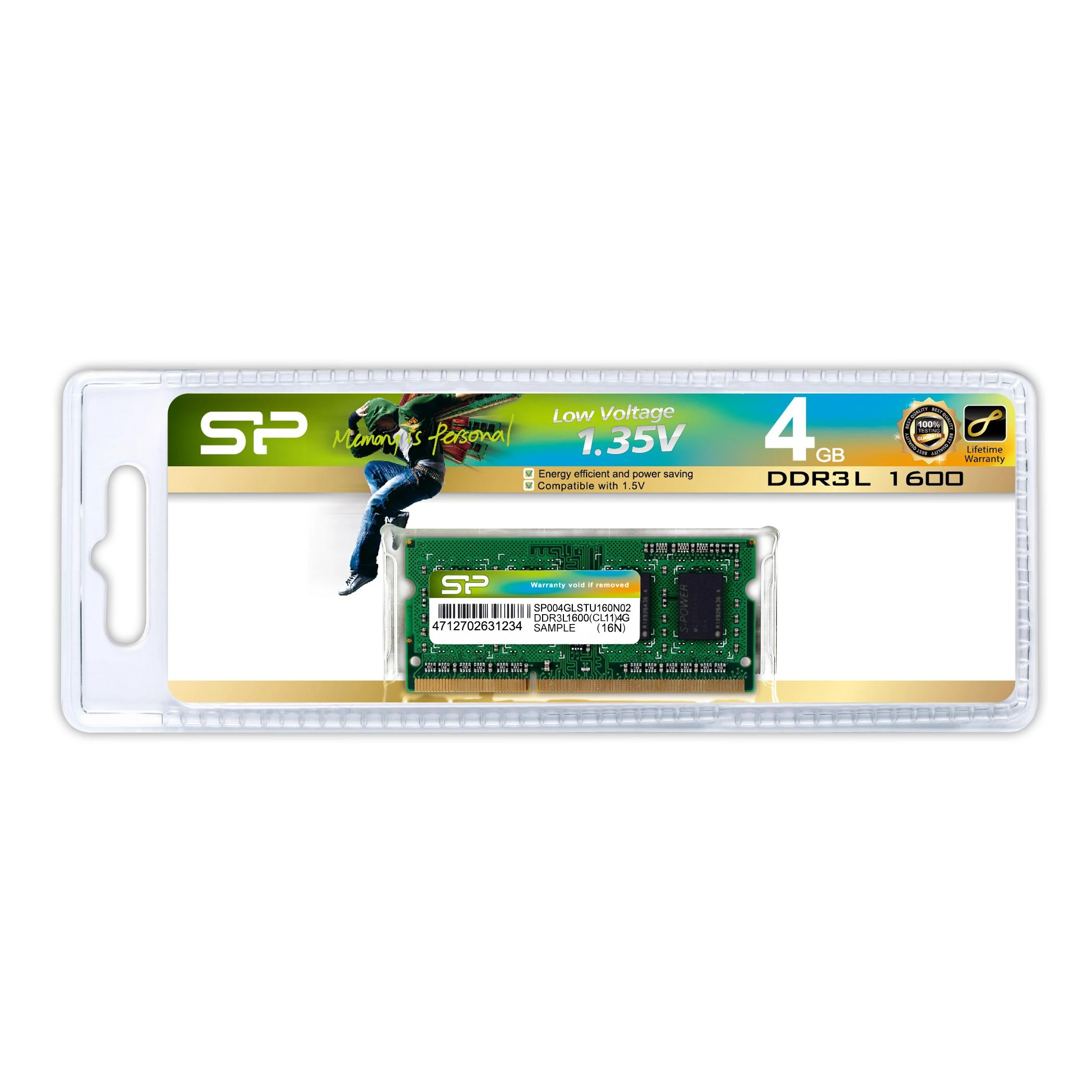 Nešiojamo kompiuterio atmintis Silicon Power DDR3 4GB 1600MHz CL11 SO-DIMM 1.35V žemos įtampos atmintis