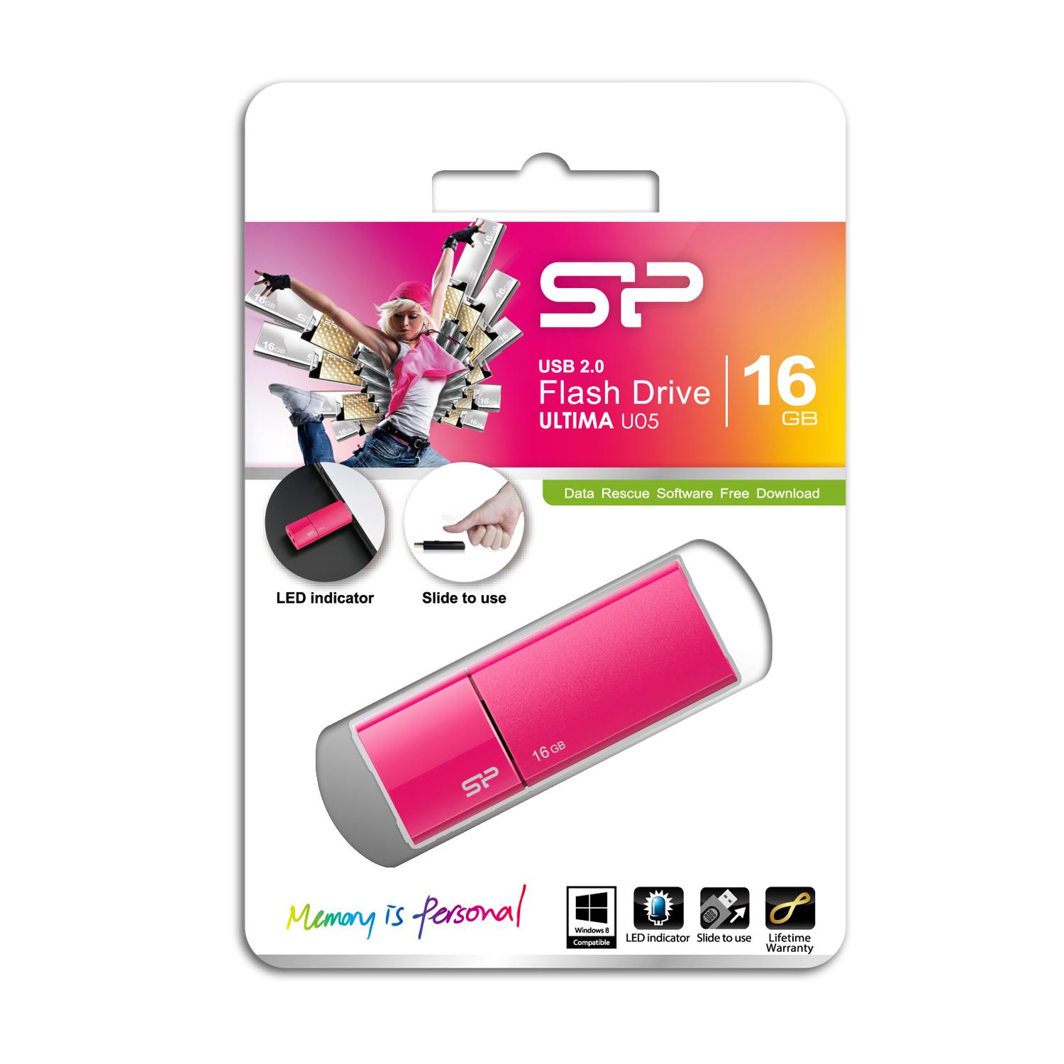 Silicon Power Ultima U05 USB atmintukas 16 GB USB A tipo 2.0 Rožinė