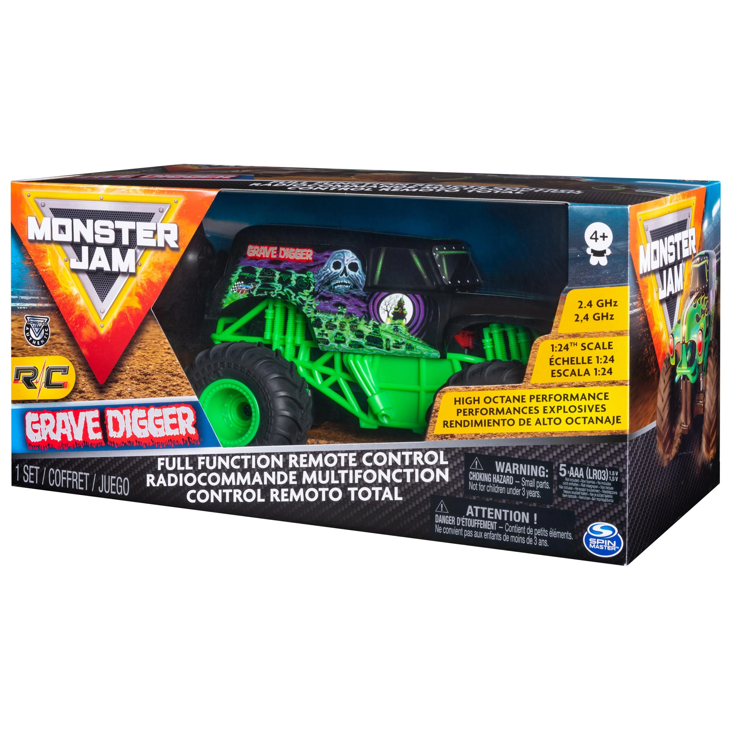 Spin Master MONSTER JAM visureigis RC 1:24 Grave Digger, 6044955
