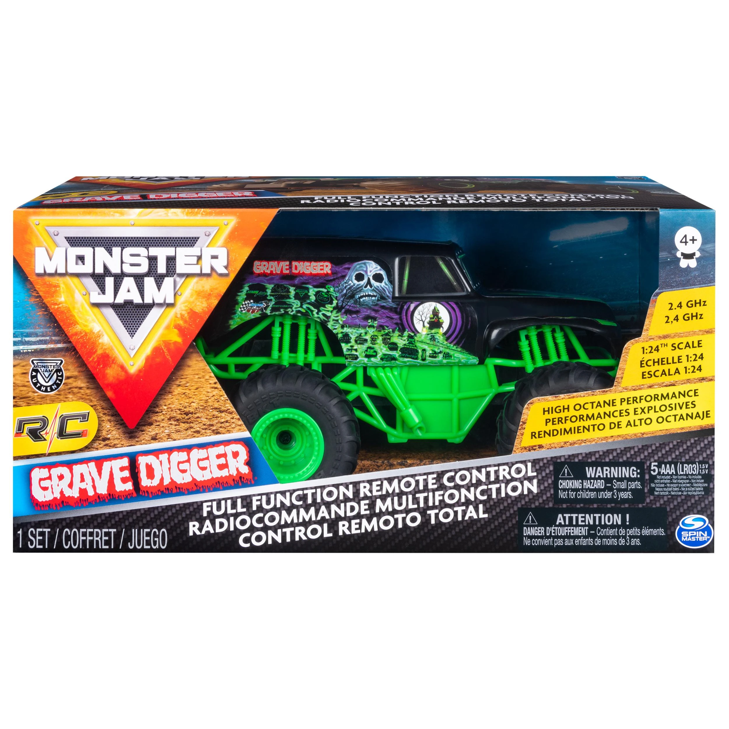 Spin Master MONSTER JAM visureigis RC 1:24 Grave Digger, 6044955
