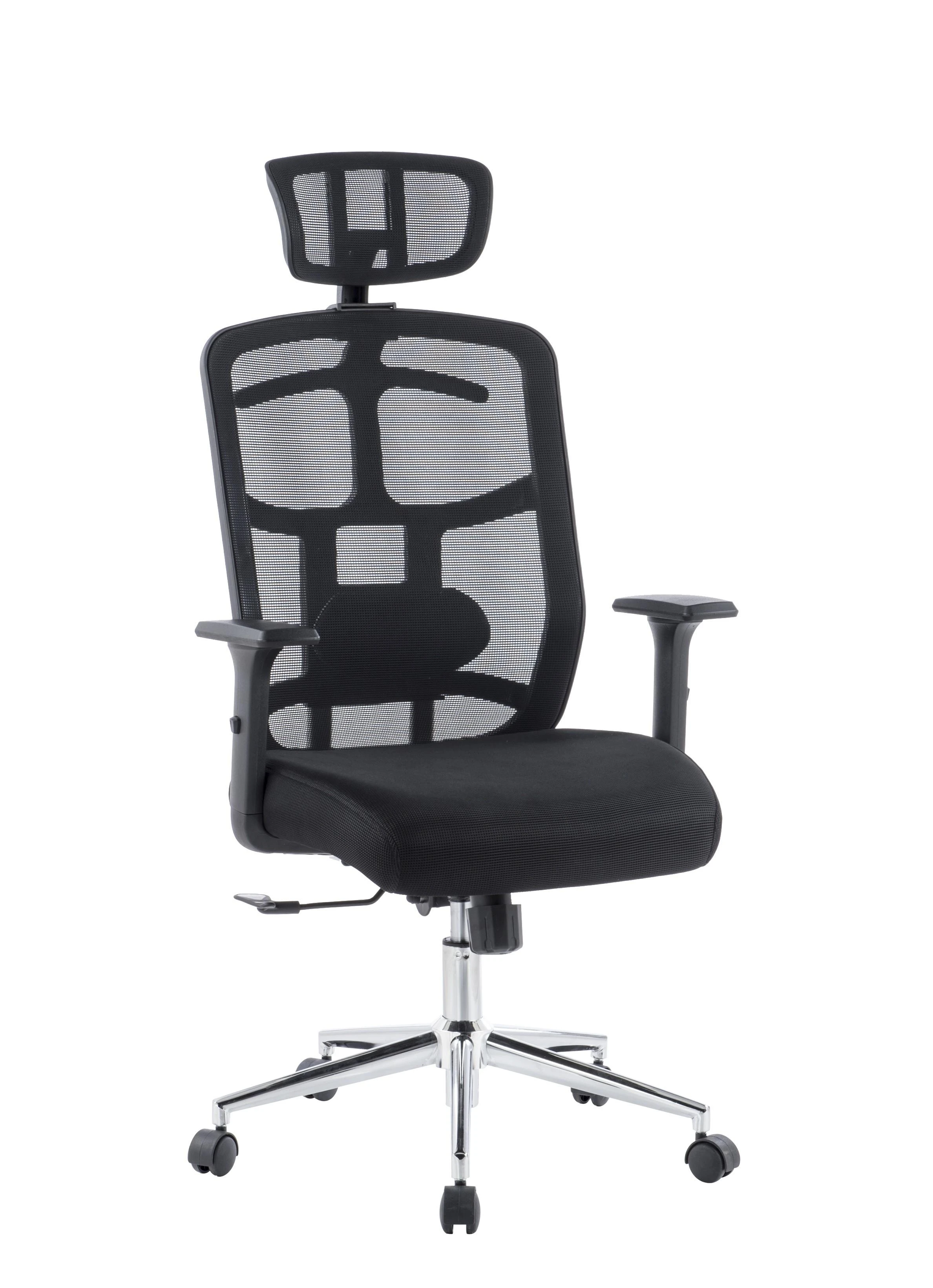 Juoda ergonomiška darbo kėdė su galvos atrama
