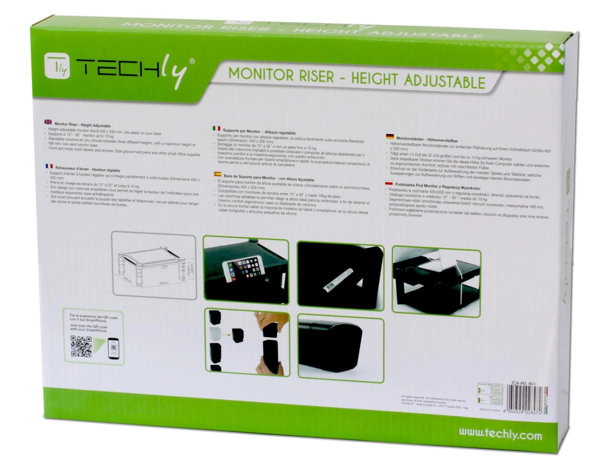Techly 028474 reguliuojamo aukščio stovas LED/LCD monitoriams