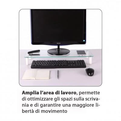 Techly ICA-MS 461 monitoriaus laikiklis arba stovas 81,3 cm (32") Laisvai stovintis Permatomas, Balta