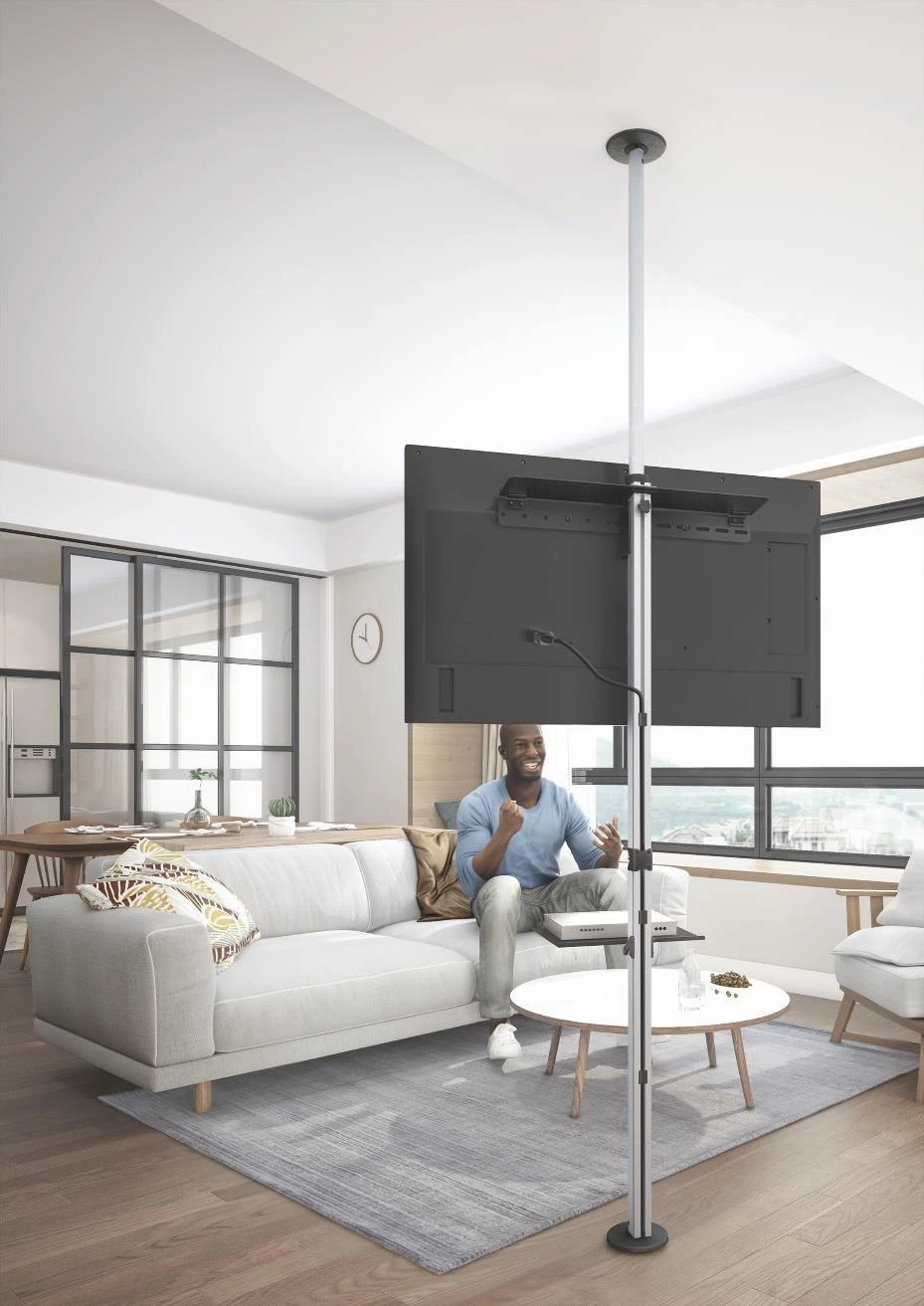Laikiklis Techly ICA-TR32 grindų stovas plokštiesiems ekranams 177,8 cm (70") Grindų stovas su fiksuota plokštuma Juoda, Pilka