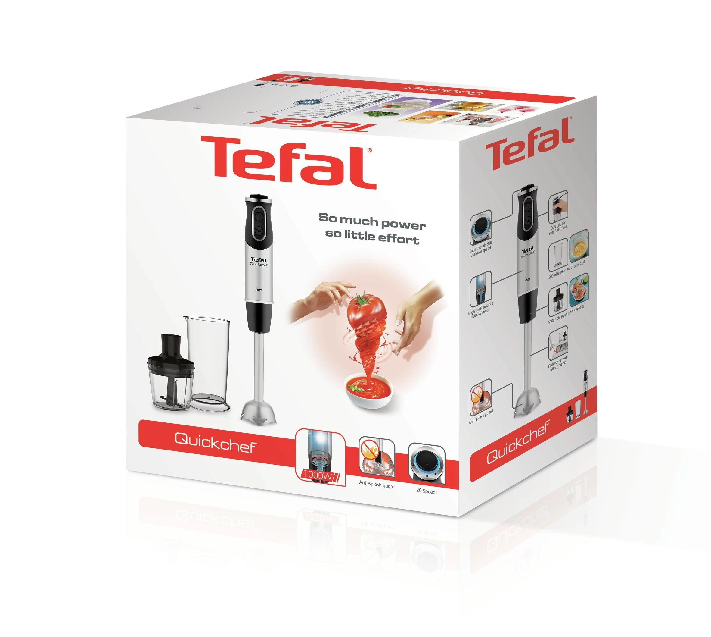 Maišytuvas Tefal Quickchef 2-in-1 (HB659838), 1000 W, 20 greičių, Turbo režimas, nerūdijančio plieno