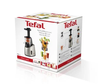 Sulčiaspaudė TEFAL | Slow Juicer | ZC255B38 | Type Electric | Sidabrinis/ juodas | 200 W | Extra large fruit input | Greičių skaičius 2 | 82 RPM