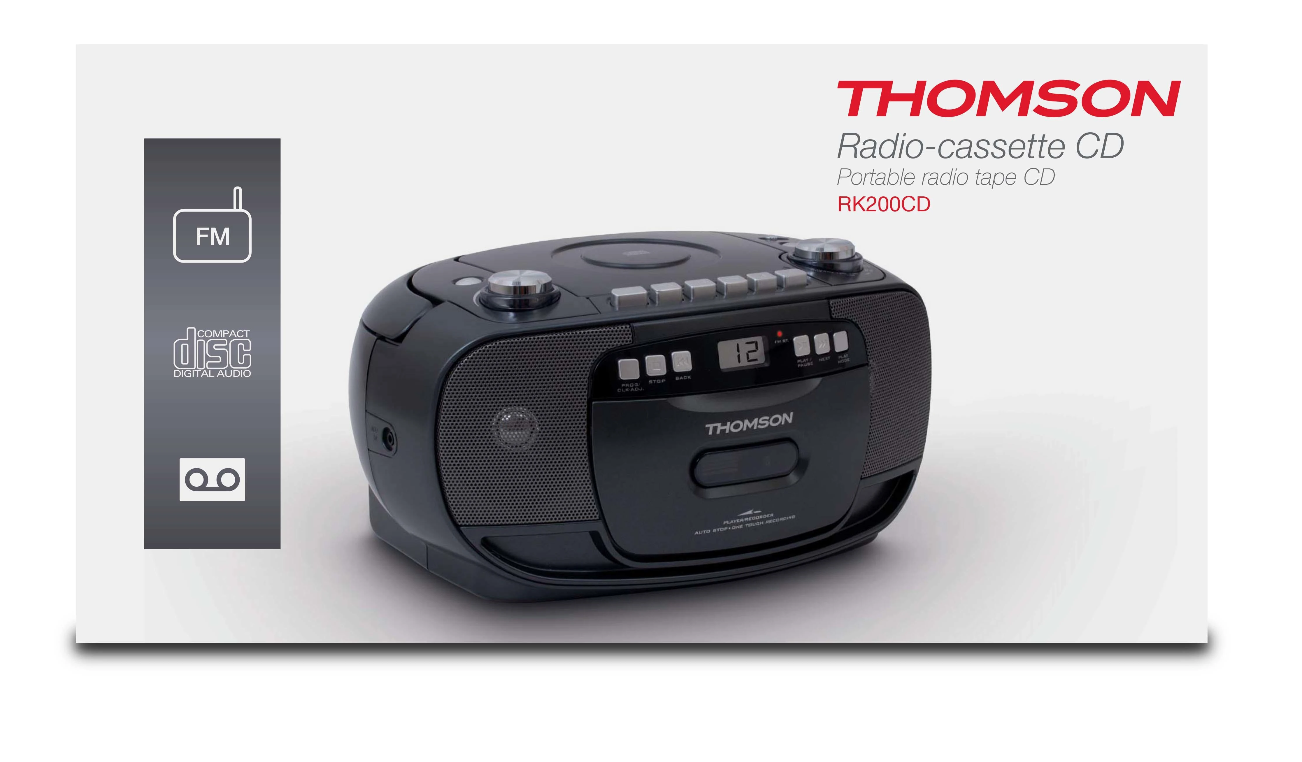 Thomson RK200CD nešiojamoji stereo sistema Analoginis 2,4 W Juoda