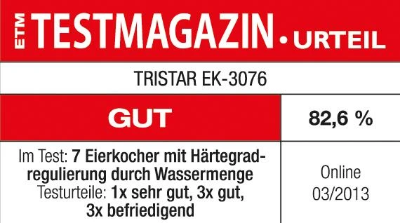 Tristar kiaušinių viryklė EK-3076 (Juoda/nerūdijančio plieno dangtelis)