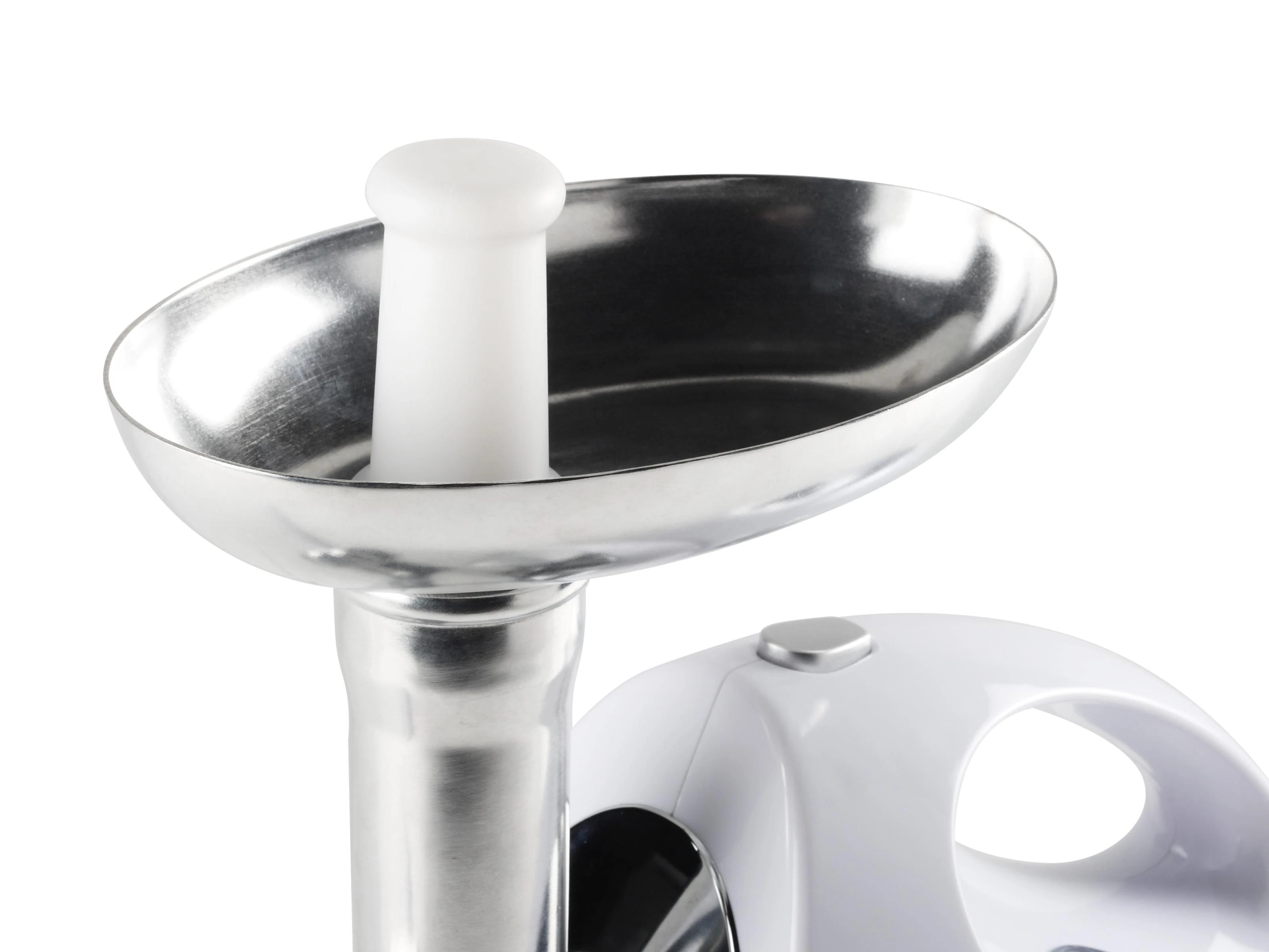Mėsmalė Tristar | VM-4210 Meat Grinder | Baltas | 3 Nerūdijantis plienas grinding plates, Aluminum grinder head, Aluminum hopper tray, Sausage stuffer, Kubbe attachment, Sausage accessory, Nerūdijantis plienas blade