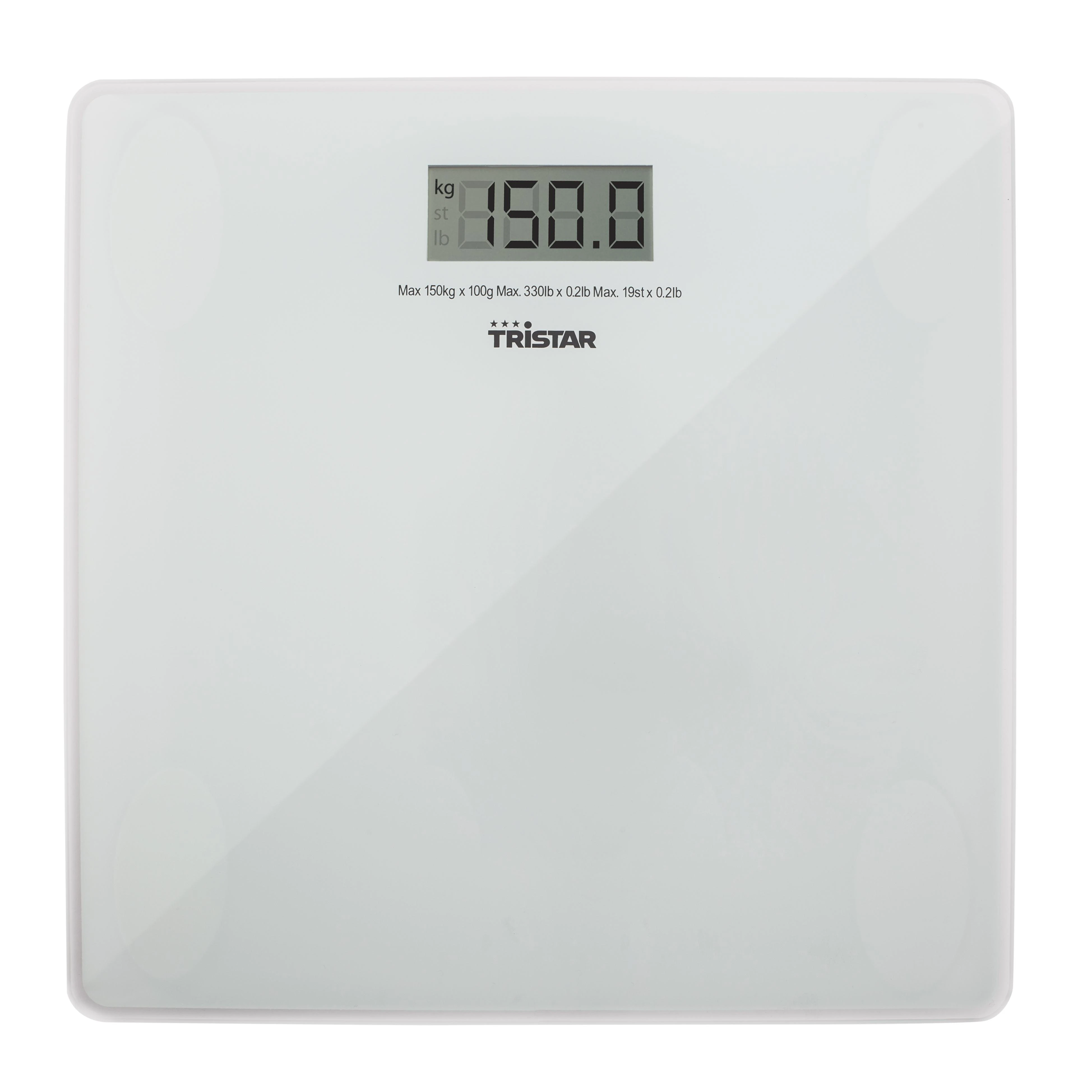 Tristar | Vonios svarstyklės | WG-2419 | Didžiausias svoris (keliamoji galia) 150 kg | Tikslumas 100 g | Baltas