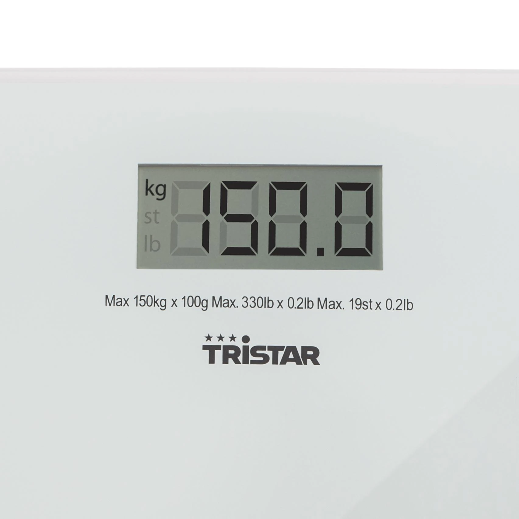 Tristar | Vonios svarstyklės | WG-2419 | Didžiausias svoris (keliamoji galia) 150 kg | Tikslumas 100 g | Baltas