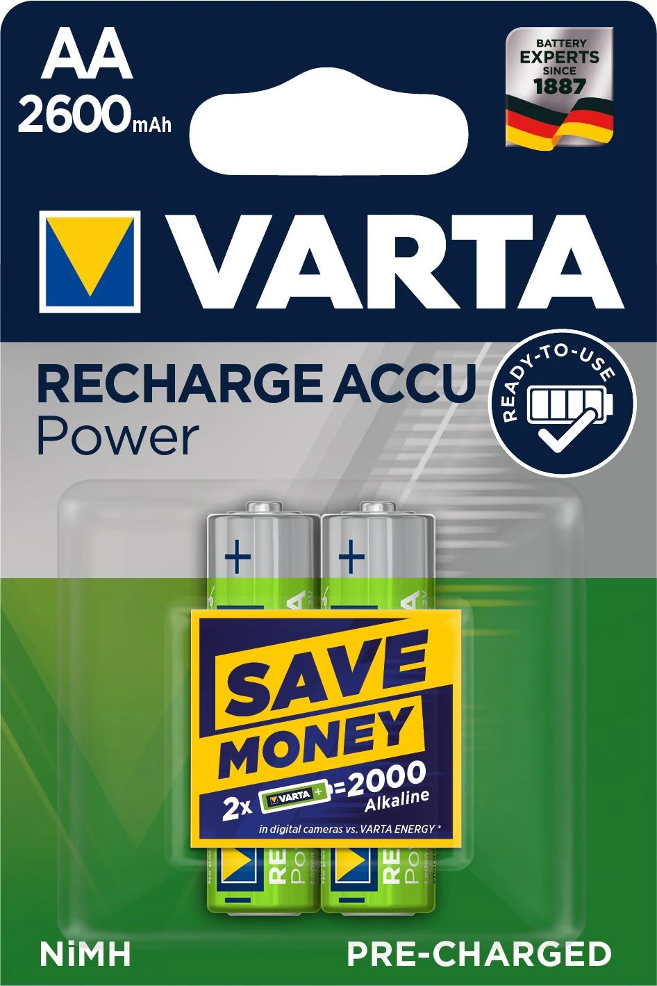 Varta AA 2600mAh NiMH baterijos pakuotė
