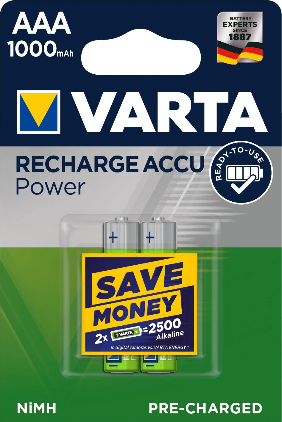 Varta AAA Įkraunami Elementai R3 1000mAh Ready 2 use 2vnt