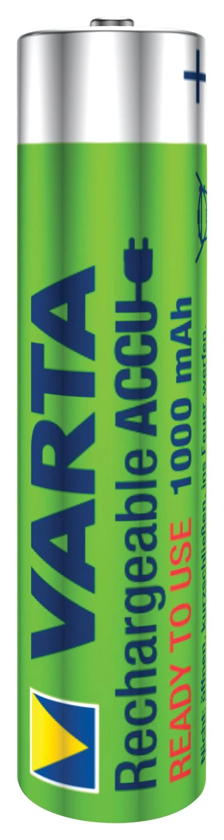 Varta AAA įkraunamas elementas žaliame korpuse