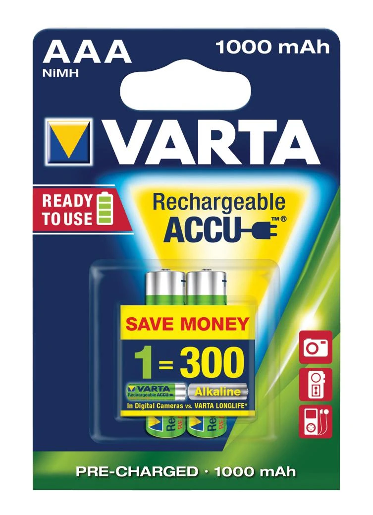 Varta AAA Įkraunami Elementai R3 1000mAh Ready 2 use 2vnt