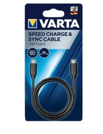 Varta 57947 USB kabelis 1 m 3.2 Gen 2 (3.1 Gen 2) USB C Juoda