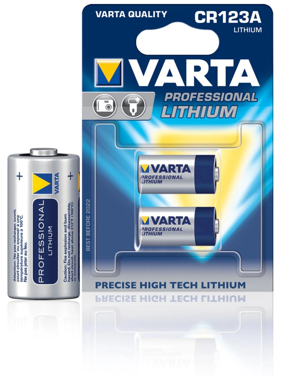 Varta CR123A ličio baterijos pakuotė su viena išimta baterija