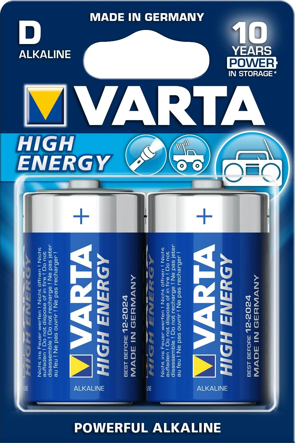 Varta D tipo šarminės baterijos, 2 vnt. pakuotė