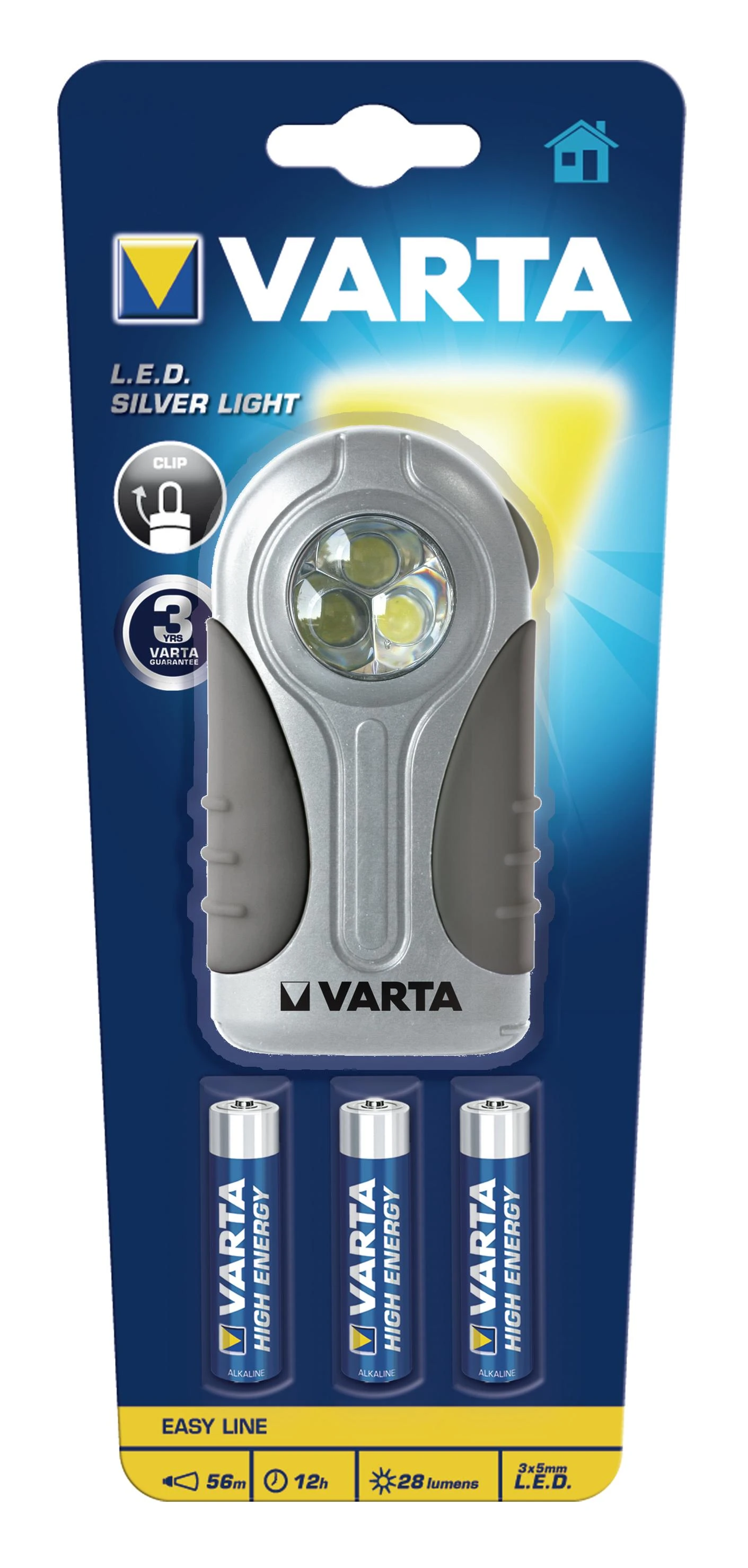 Varta LED Sidabrinis Light 3AAA Universalus žibintuvėlis