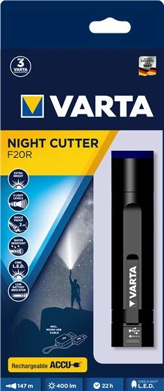 Varta Night Cutter F20R Rankinis žibintuvėlis Juoda LED
