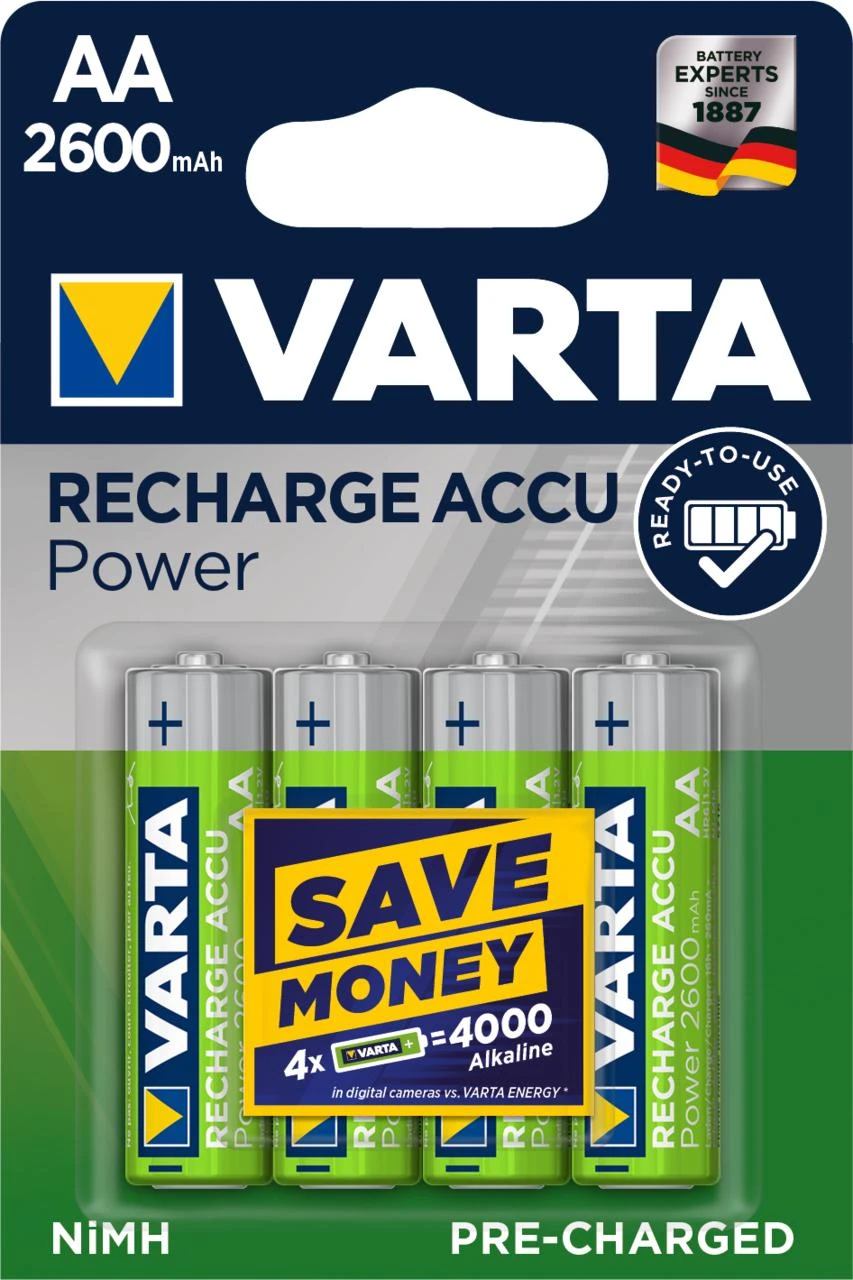 Įkraunami Elementai Varta AA R6 2600 mAh 5716 4 vnt. 