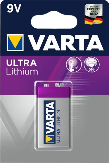 Varta ULTRA Lithium 9V baterija pakuotėje