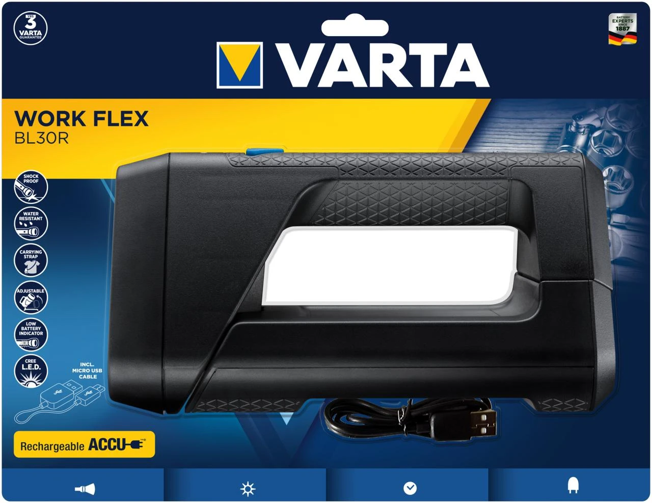 Varta Work Flex Rankinis žibintuvėlis Juoda LED