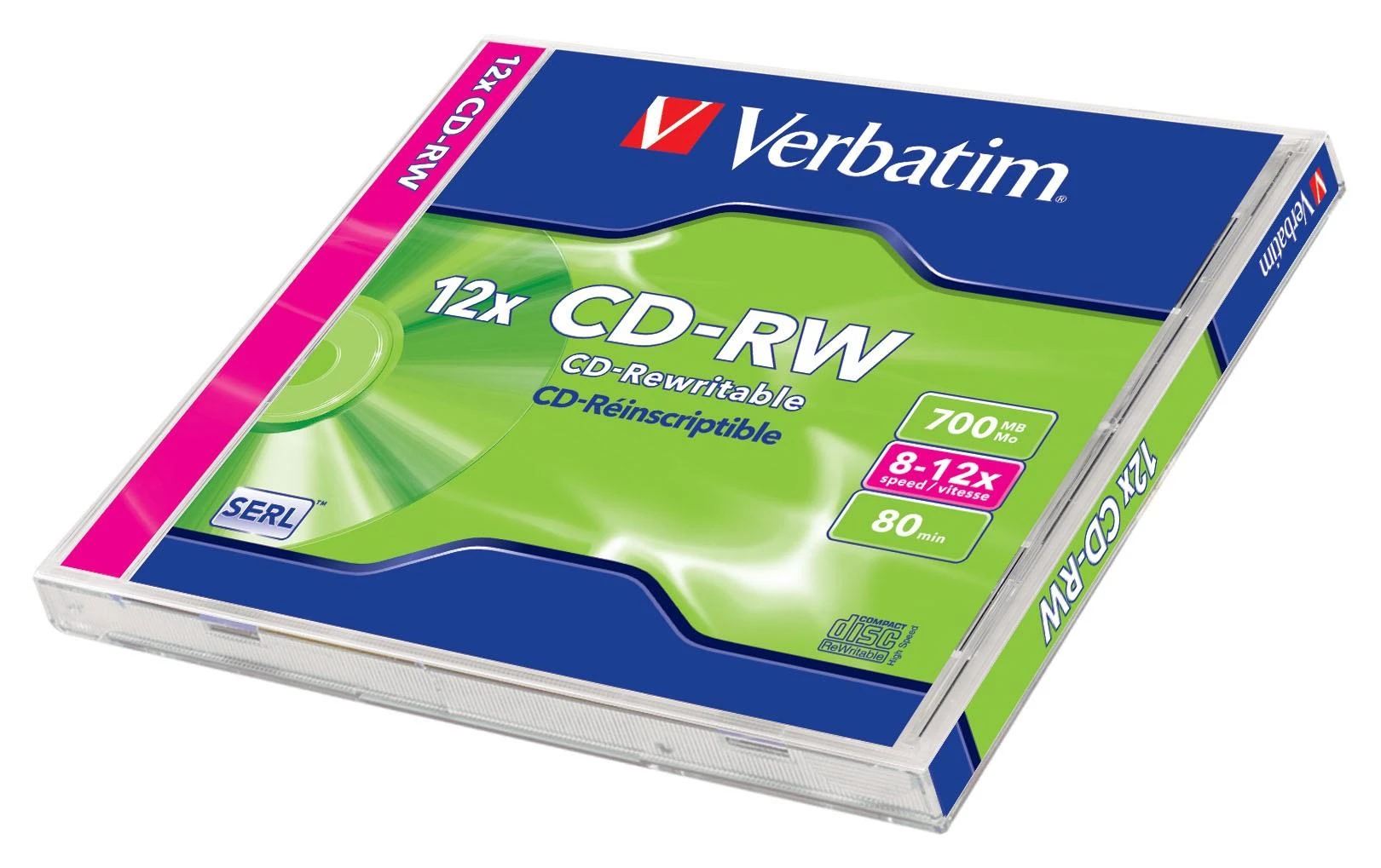 Verbatim CD-RW 80/700MB 12X SCRATCH RESISTANT jewel box - 43148