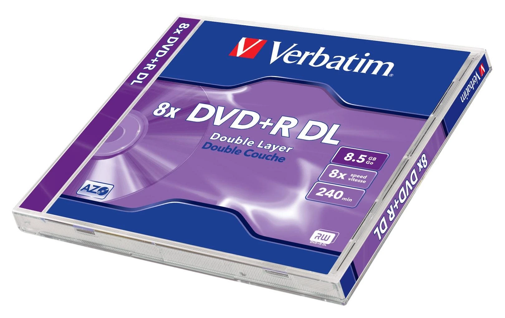 Verbatim DVD+R dvisluoksnis AZO Matt Sidabrinis 8,5 GB, 8 x, plastikinis brangakmenis