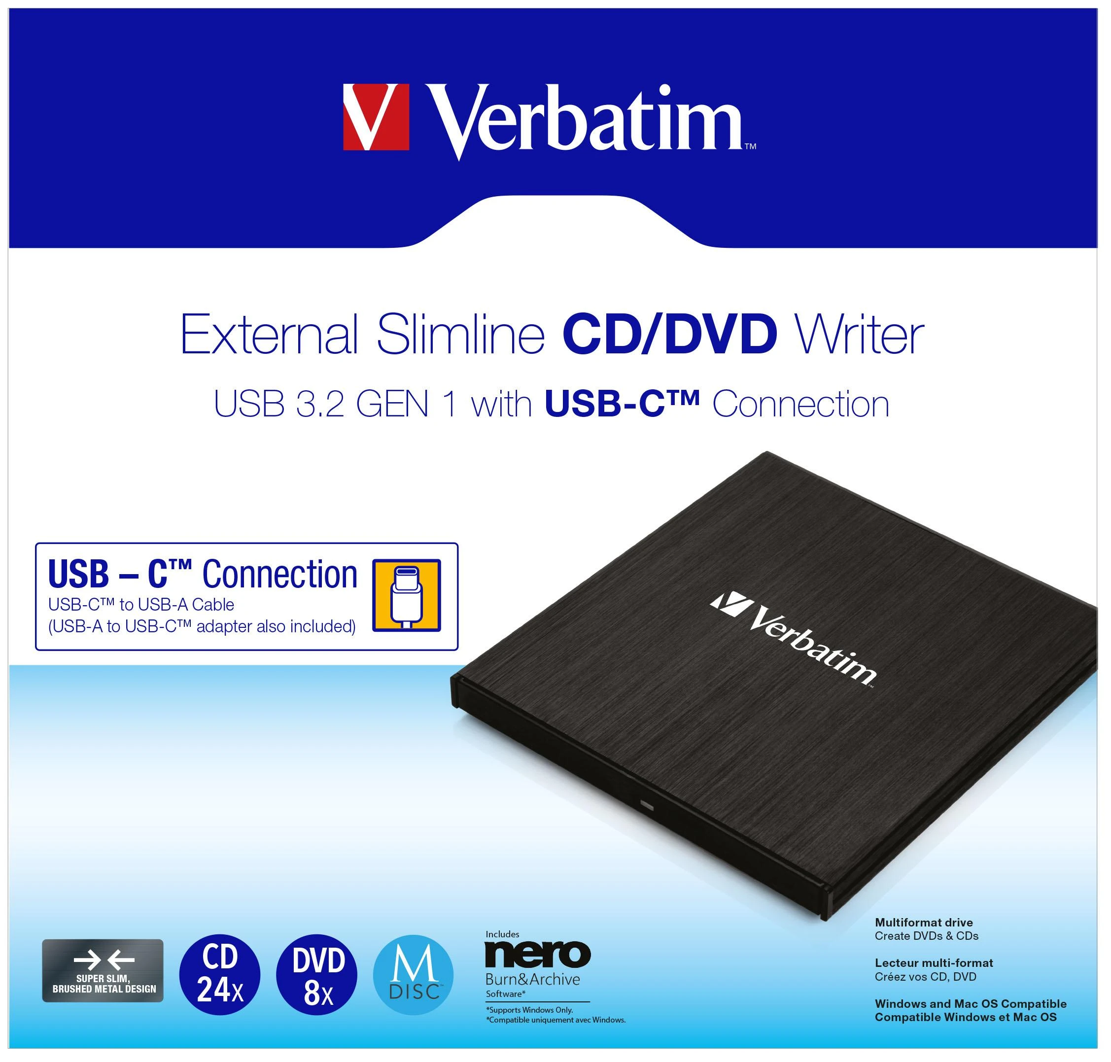 Verbatim 43886 optinių diskų įrenginys Juoda DVD±RW