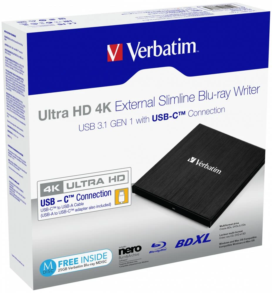 Verbatim 43889 optinių diskų įrenginys Juoda Blu-Ray RW
