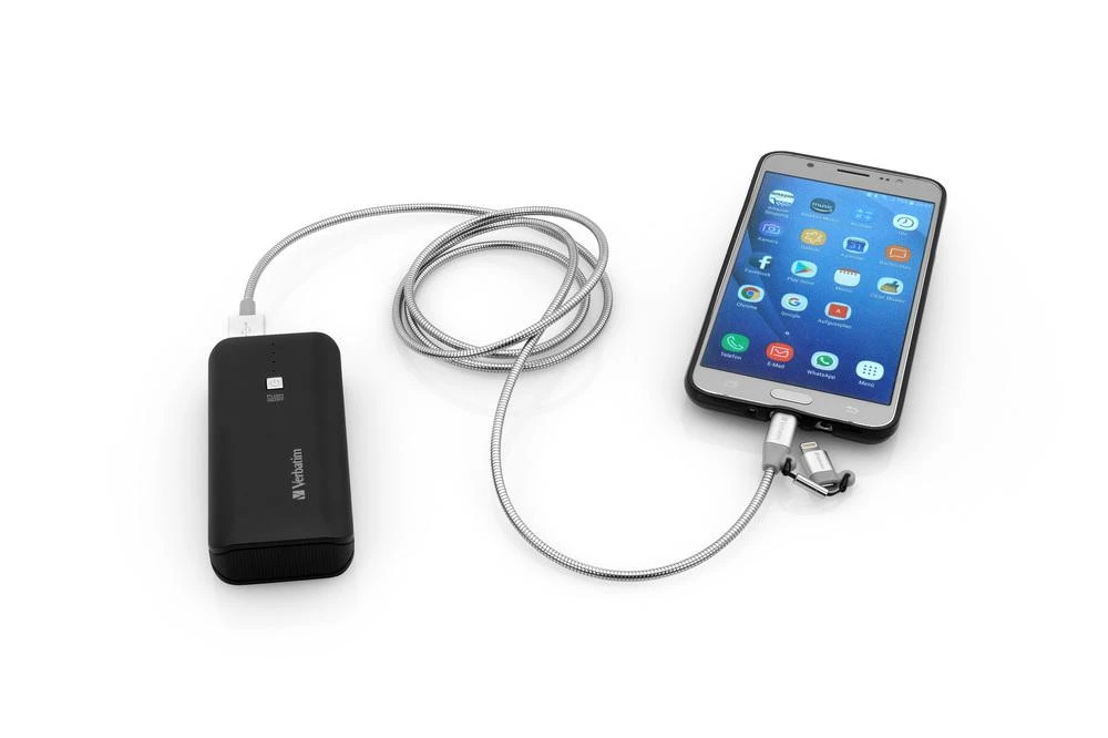 Verbatim 48869 USB kabelis 1 m USB A Micro-USB B/Lightning Aliuminis, Pilka