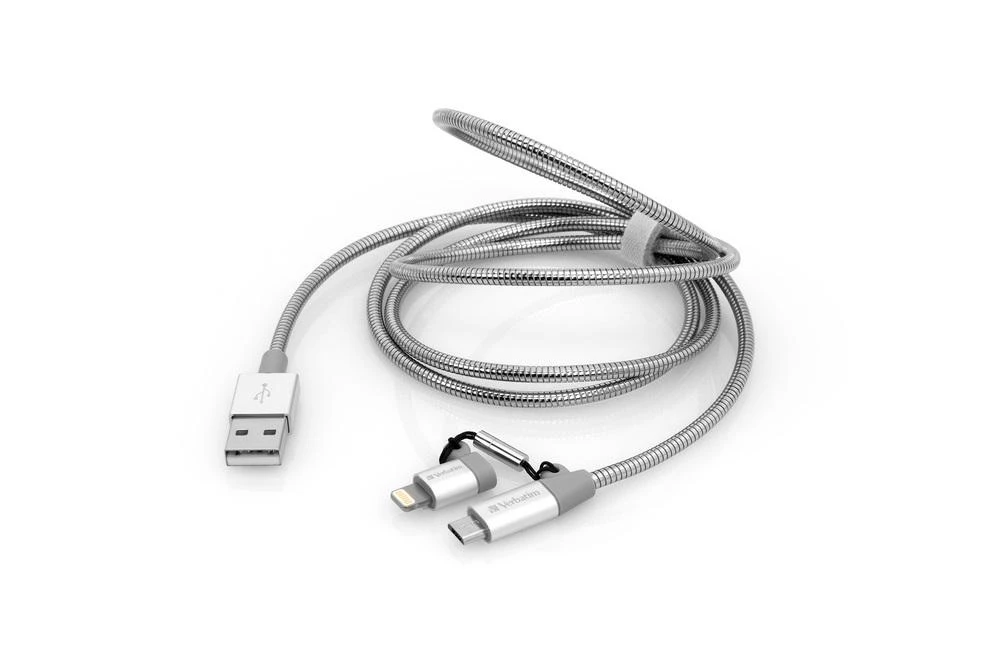 Verbatim 48869 USB kabelis 1 m USB A Micro-USB B/Lightning Aliuminis, Pilka