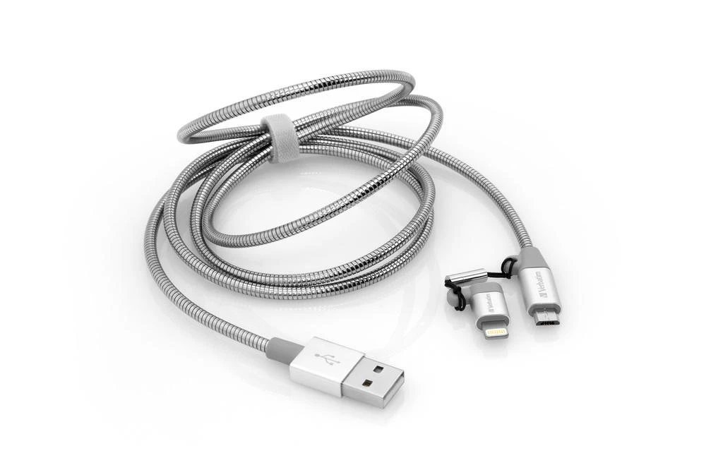 Verbatim 48869 USB kabelis 1 m USB A Micro-USB B/Lightning Aliuminis, Pilka