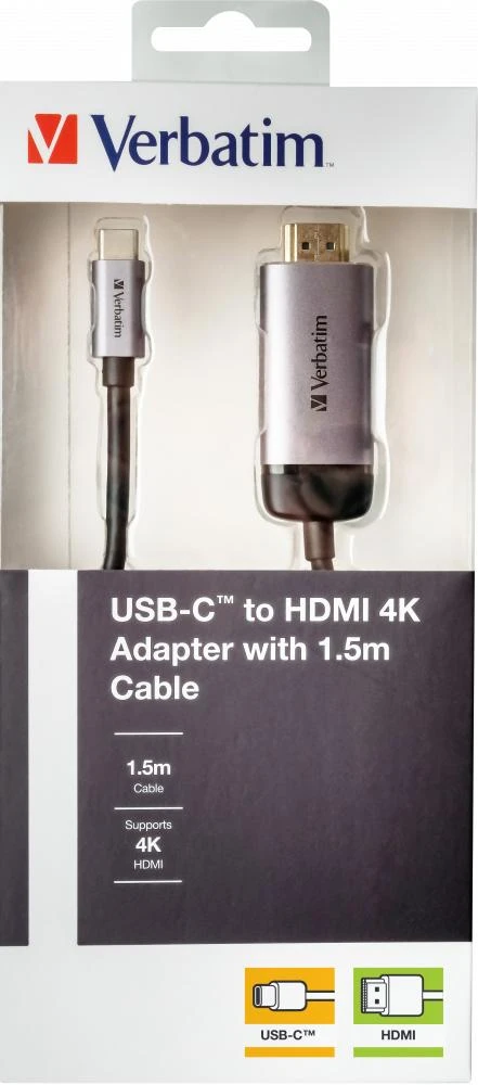 Verbatim USB-C į HDMI 1,5m laidas pakuotėje