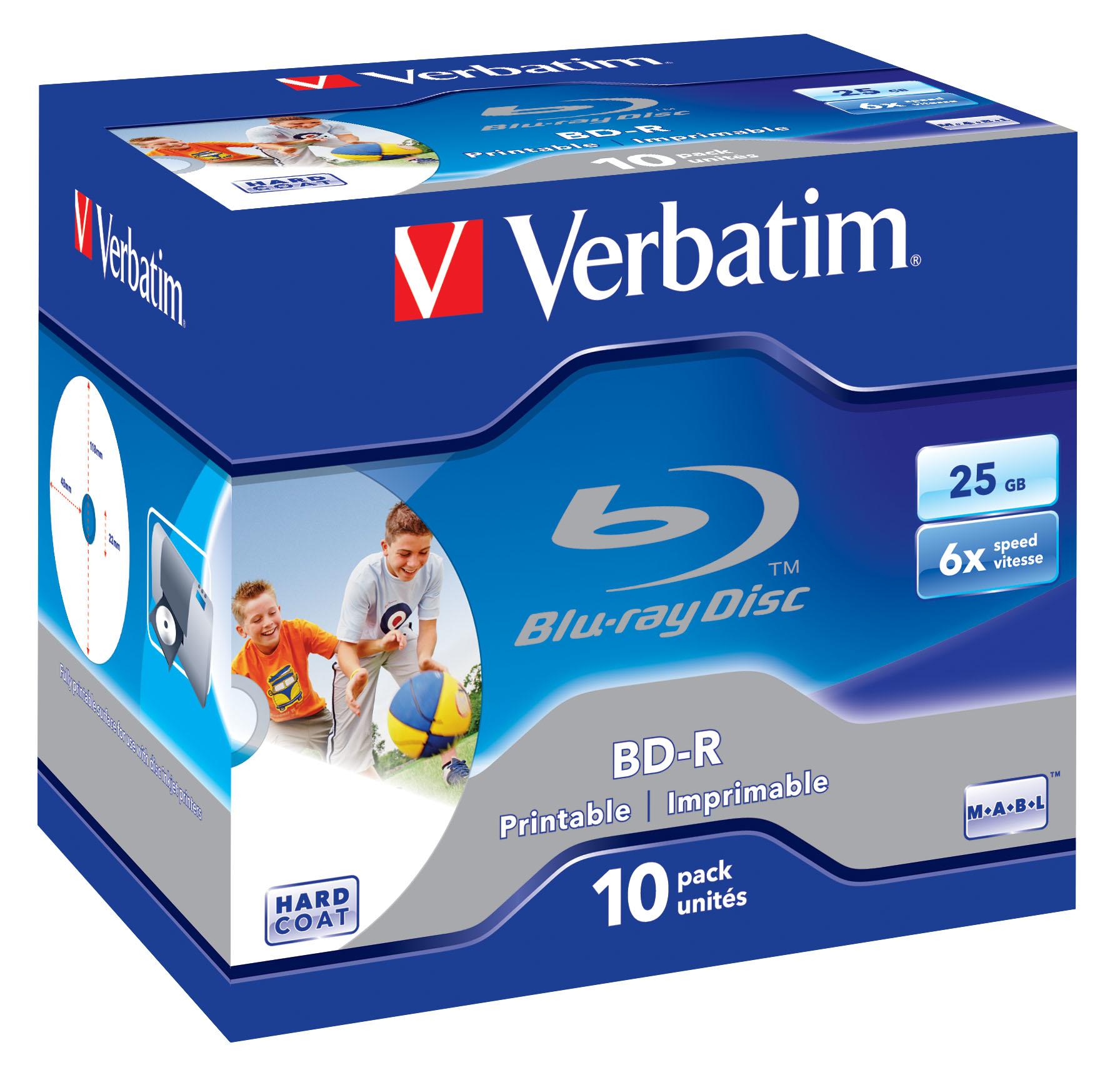 VERBATIM rašalinis spausdinimas BD-R 25GB 1-4x 10 pakelių papuošalų dėklas baltas paviršius