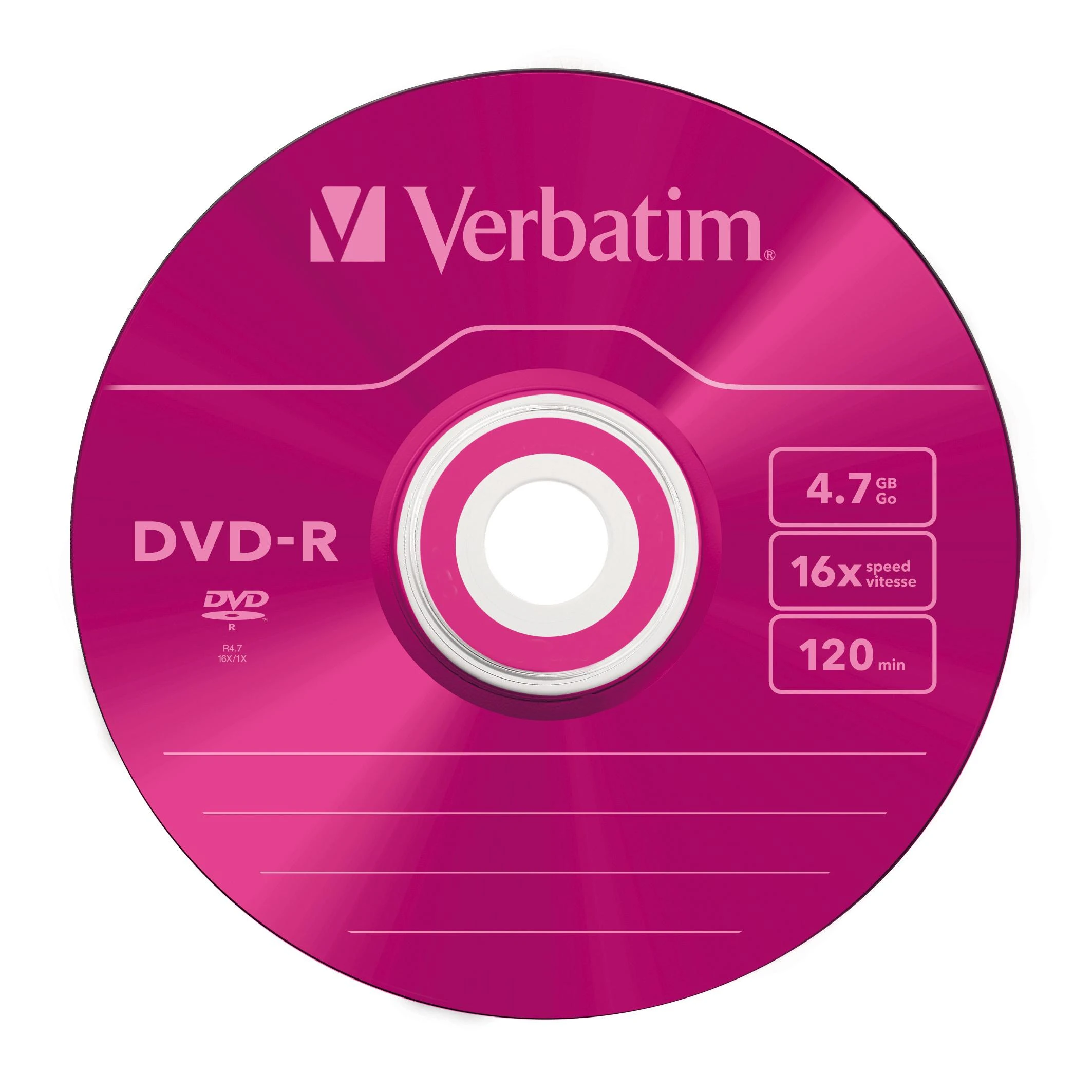 VERBATIM DVD-R 120 min. / 4,7 GB 16x 5 pakuočių plonas juvelyrinis dėklas DataLife Plus, spalvotas paviršius