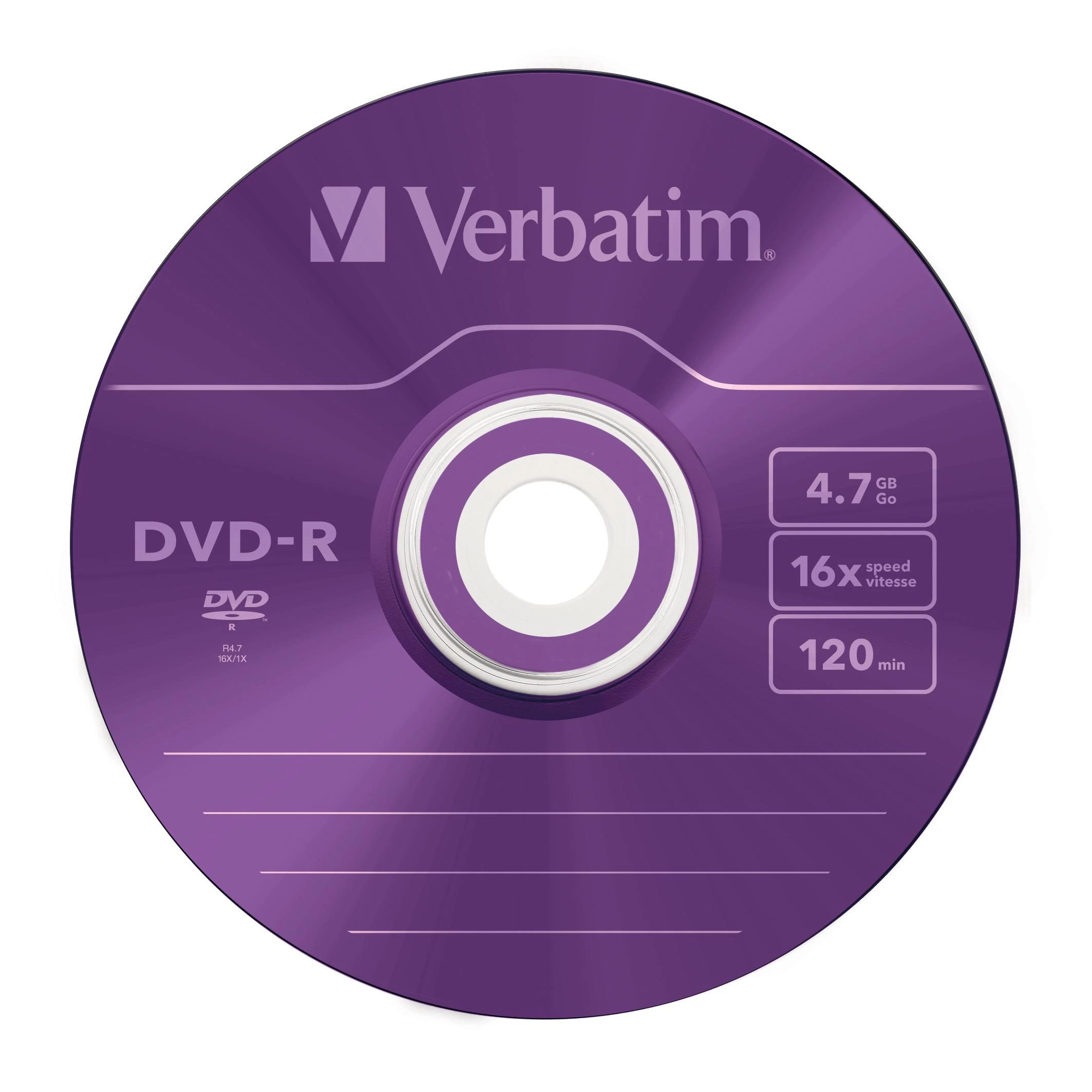 VERBATIM DVD-R 120 min. / 4,7 GB 16x 5 pakuočių plonas juvelyrinis dėklas DataLife Plus, spalvotas paviršius