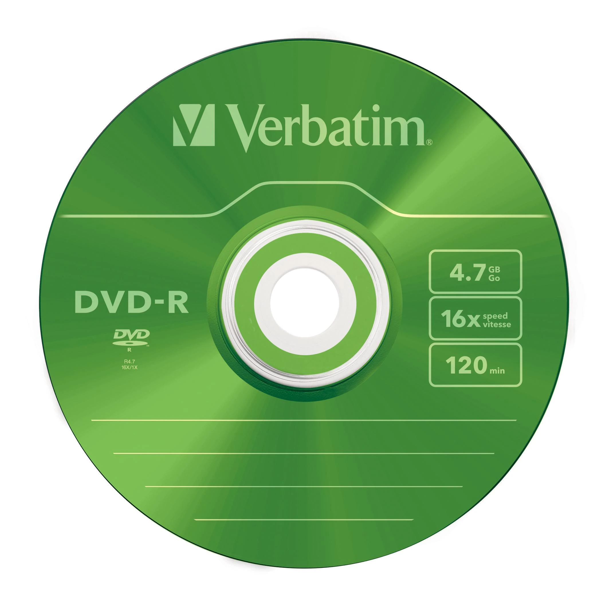 VERBATIM DVD-R 120 min. / 4,7 GB 16x 5 pakuočių plonas juvelyrinis dėklas DataLife Plus, spalvotas paviršius