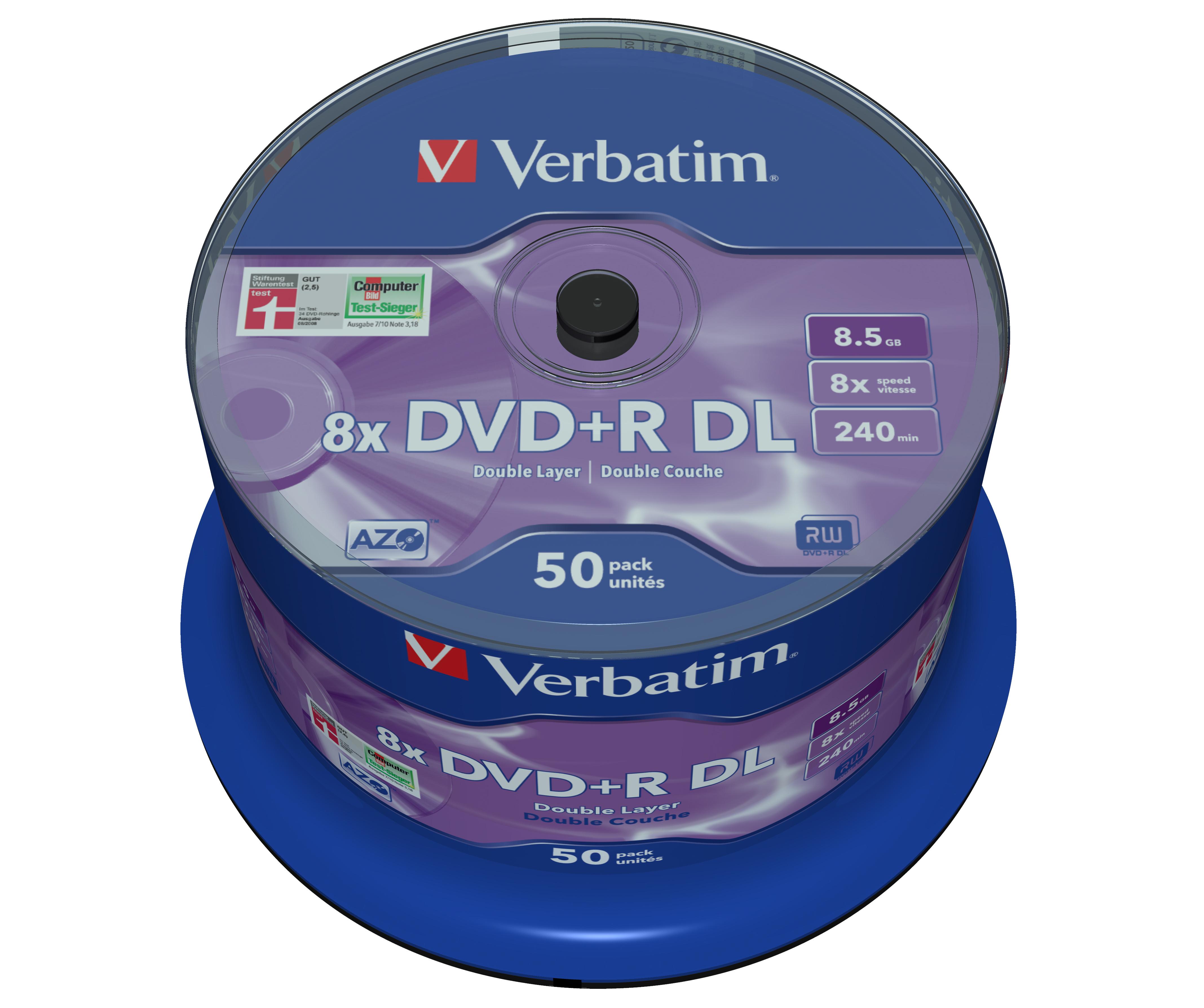 Verbatim DVD+R Double Layer 8x Matt Sidabrinis 50pk Spindle 8,5 GB DVD+R DL 50 vnt