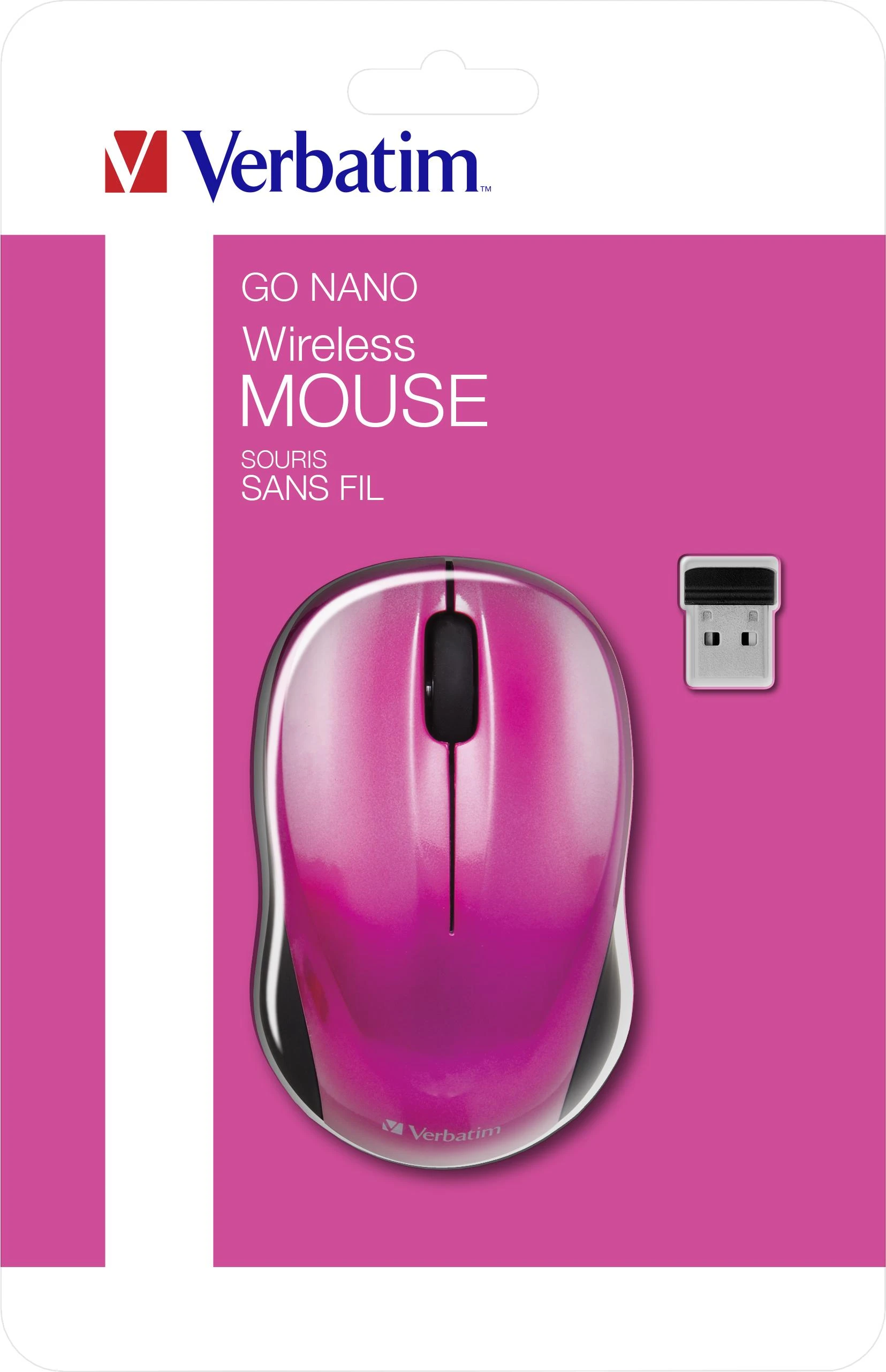 Kompiuterinė pelė Verbatim Go Nano Wireless Mouse Hot Pink/ belaidė