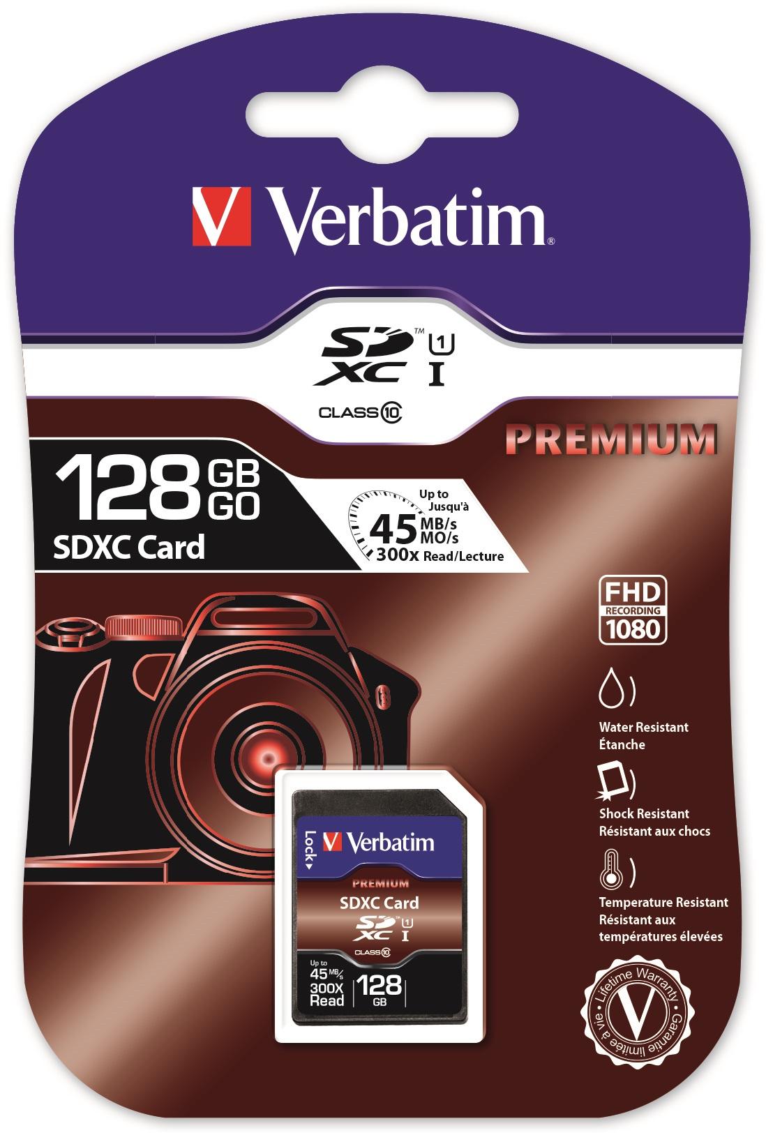 Atminties kortelė Verbatim Premium 128GB, 600x, SDXC UHS-I / V44025